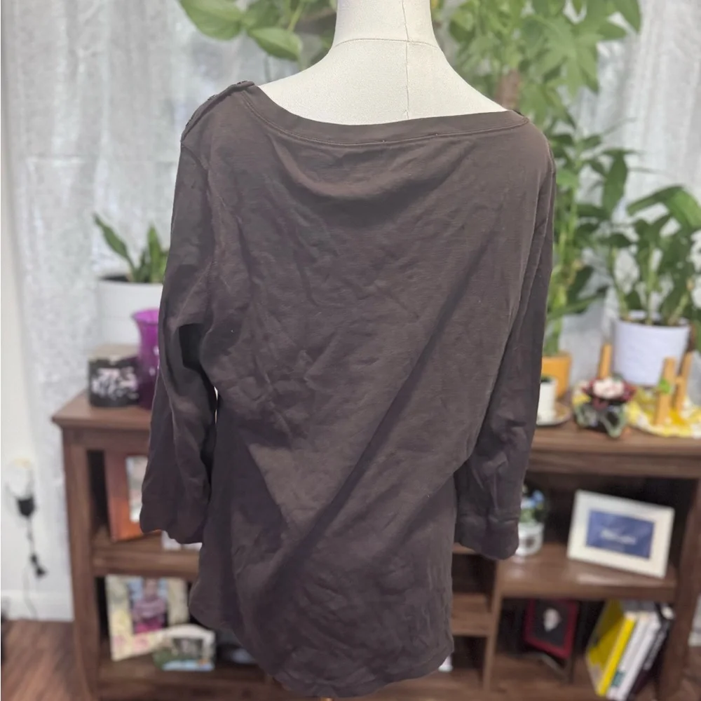 Jones New York Chocolate Long Sleeve Top - Picture 3 of 6